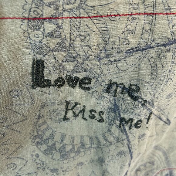 Desigual Embroidered Distressed Green Hooded Jacket Sz M Eclectic Edgy Artsy - Picture 7 of 16